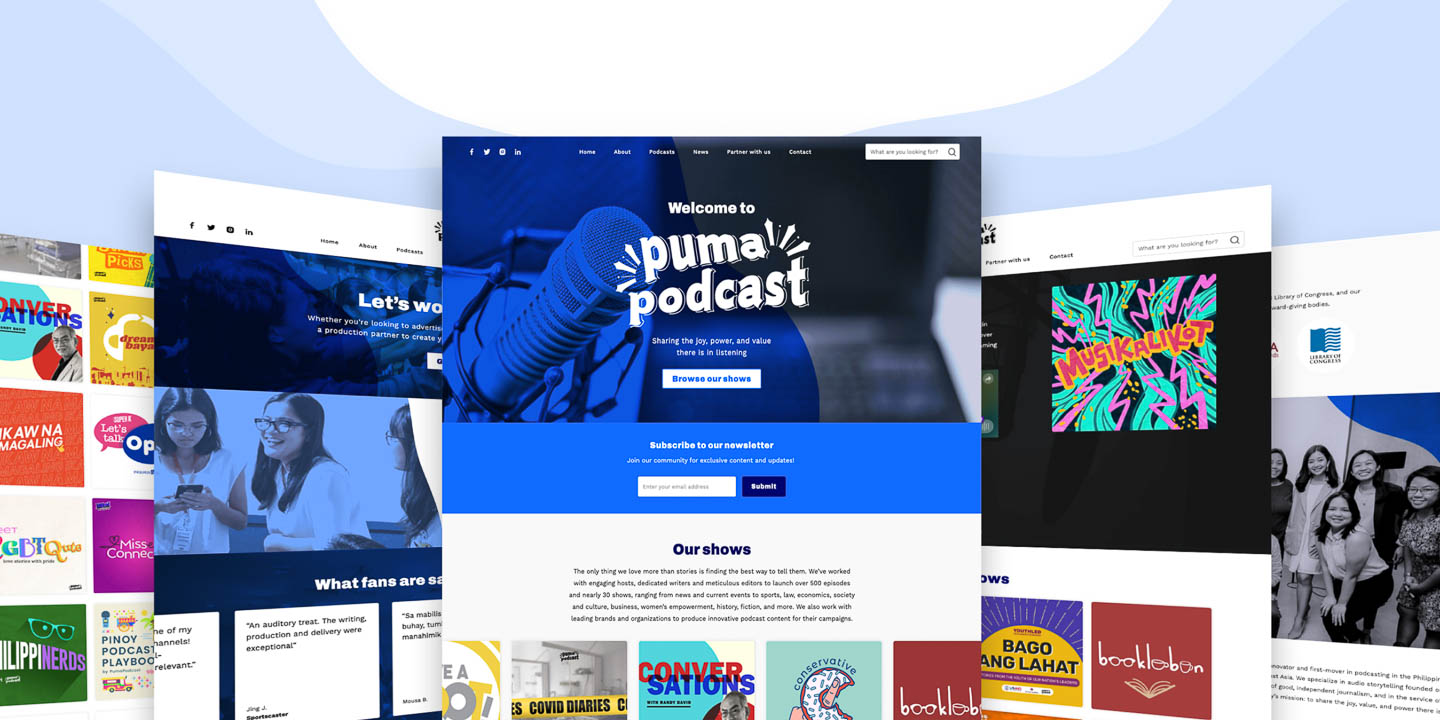 Mockups for PumaPodcast website redesign